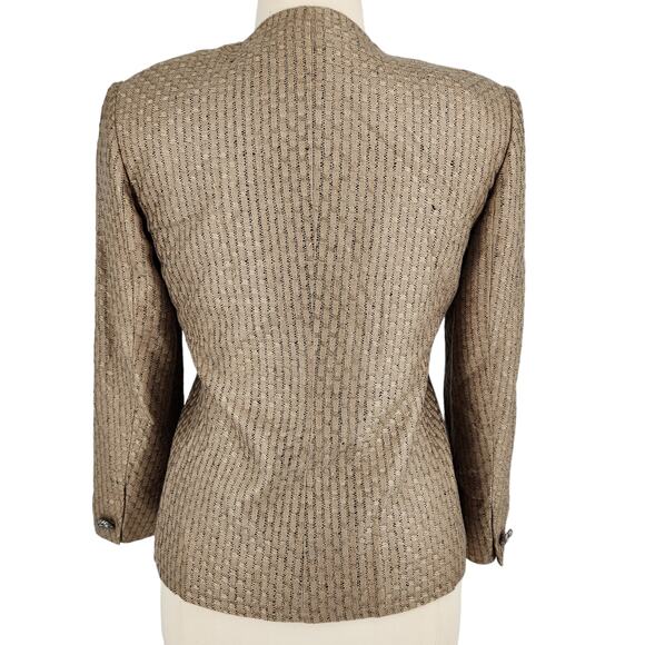 Vintage Ann May Worsted Silk Gold Black Shimmer Blazer Womens Size 12 - Picture 4 of 6